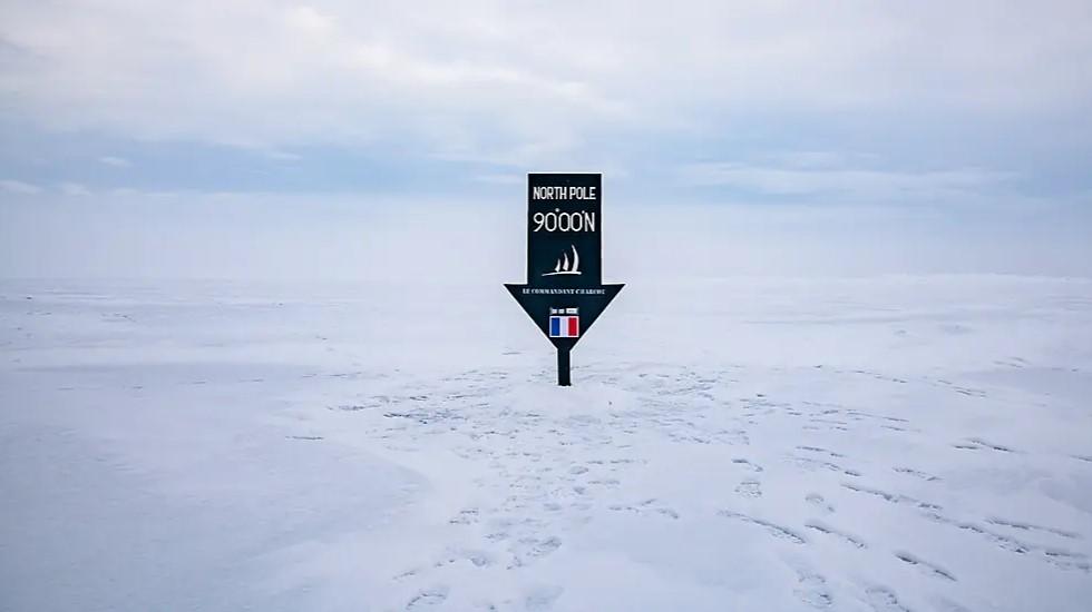 The Geographic North Pole and the east coast of Greenland